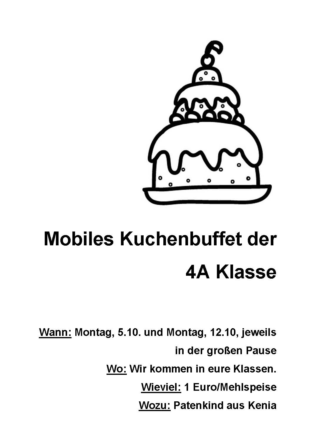 Mobiles Kuchenbuffet der 4A Klasse